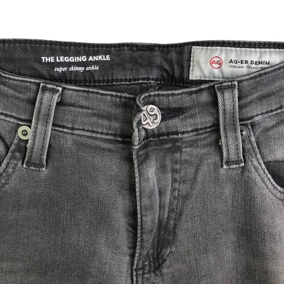 AG Adriano Goldschmied Women's Skinny Jeans Black Denim Distressed Rip Denim 26R - Picture 3 of 11